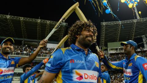 Sri Lanka's Lasith Malinga is honoured before his final ODI