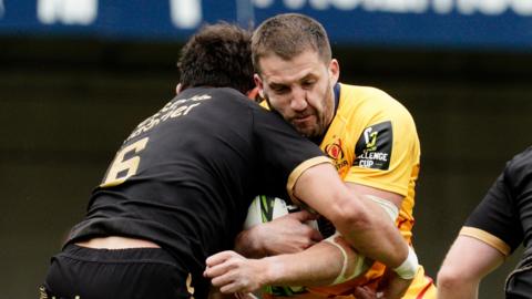 Montpellier's Alex Becognee tackles Ulster captain Stuart McCloskey