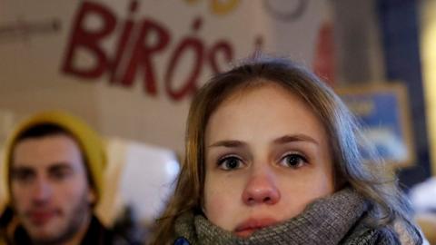 protesters in Budapest