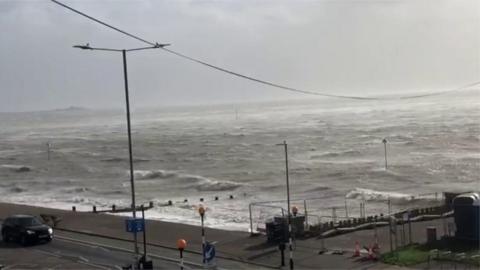 Stormy sea in Southend