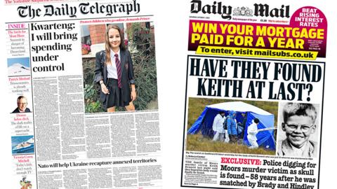 Daily Telegraph and Daily Mail front pages - 1/10/22