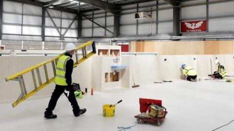 Getting Parc y Scarlets ready to become a field hospital