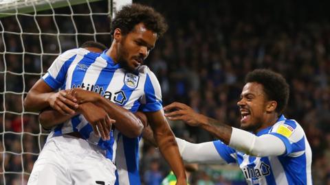 Huddersfield celebrate their goal