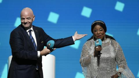 FIFA President Gianni Infantino and Secretary General Fatma Samoura.