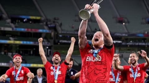 Ben Stokes celebrates winning the T20 World Cup