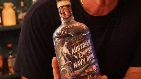 A bottle of Austrian Navy Empire rum in Antigua
