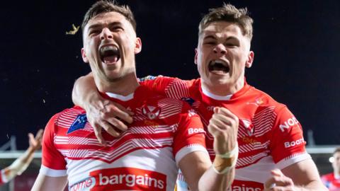 Jack Welsby and Lewis Dodd celebrate