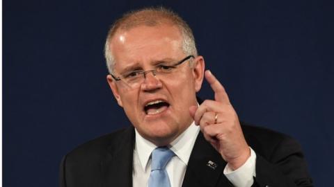 Scott Morrison, delivers his victory speech at the Sofitel Sydney Wentworth 18 May 2019