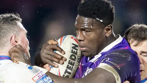 Prop Justin Sangare takes on the Wakefield defence for Toulouse