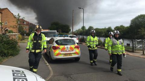 South Yorkshire Fire Service said up to 500 tonnes of plastic could be on fire