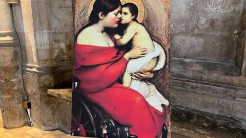 Picture depicting a disabled Virgin Mary and child