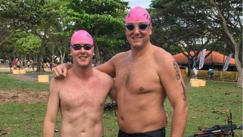 Steve and Nick before the triathlon