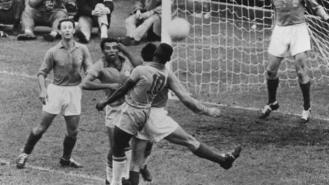 Pele scores hat-trick in 1958 World Cup semi-final