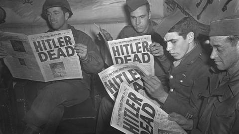 US troops read about Adolf Hitler's death in Stars and Stripes