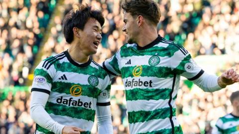 Celtic's Yang Hyun-jun and Matt O'Riley celebrate