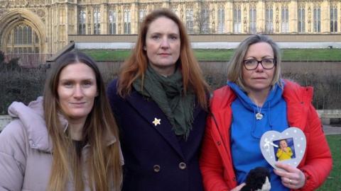 (L-R) Hannah Johnston, Nikki Speed and Claire Smith do not know why their children died
