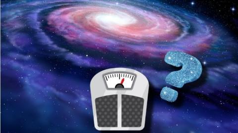 Milky Way galaxy with some scales and a question mark