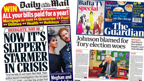 Composite image of the Daily Mail and Guardian front pages.