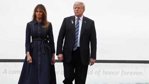 US President Donald Trump and first lady Melania Trump tour the Flight 93 National Memorial
