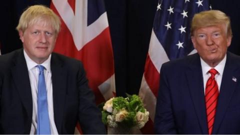 Donald Trump meets Boris Johnson at the UN General Assembly in New York City