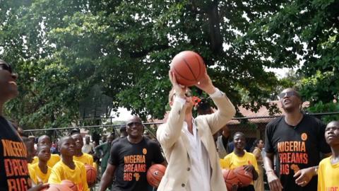 Prince Harry playing basketball