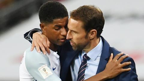 Marcus Rashford and Gareth Southgate