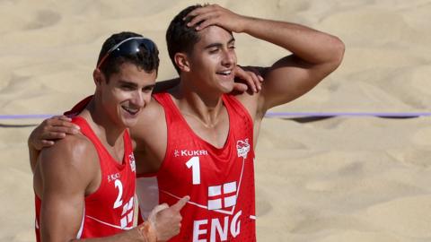Joaquin and Javier Bello celebrate winning Commonwealth bronze