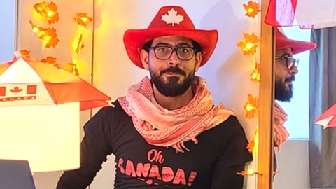 Hassan al-Kontar attending a remote Canadian citizenship ceremony