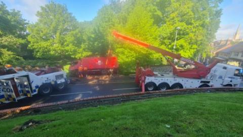 Crashed Royal Mail lorry