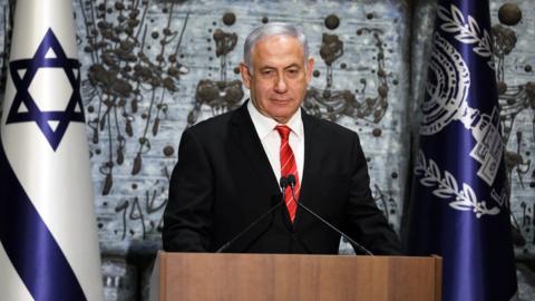 Israeli Prime Minister Benjamin Netanyahu speaks after being entrusted with forming the next government by Israeli President Reuven Rivlin