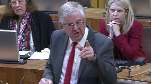 Mark Drakeford has an angry outburst in the Senedd