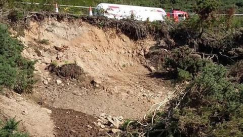 Landslip below A9 near Helmsdale