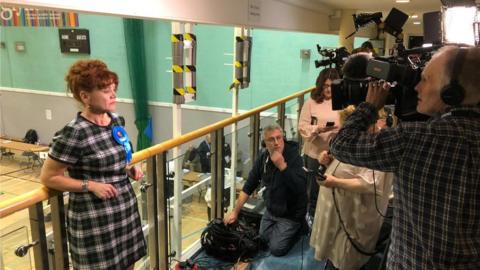 After becoming the first Conservative Welsh female MP, Sarah Atherton faces the cameras in Wrexham