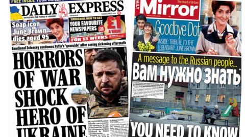 Composite image of the Daily Express and Daily Mirror front pages.