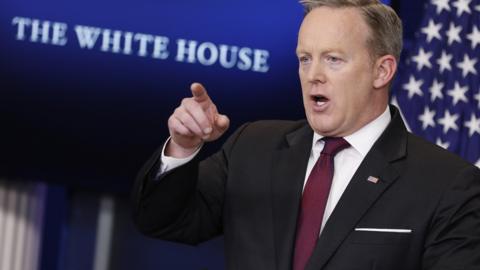 White House Press Secretary Sean Spicer briefs members of the media during a daily briefing at the White House