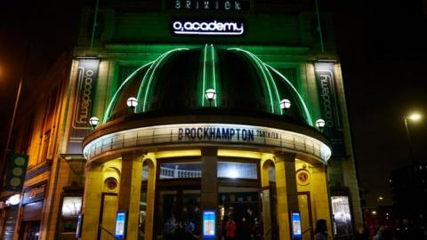O2 Academy Brixton pictured lit up at night