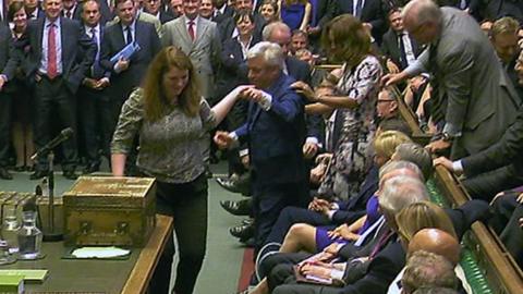 John Bercow dragged to Speaker's chair