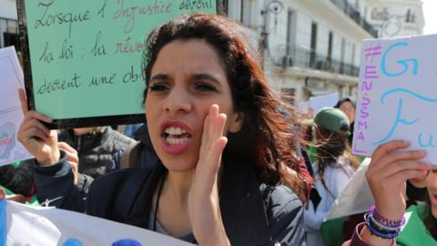 Woman protests in Algeria