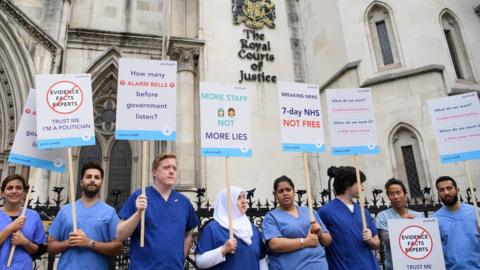 Junior doctors outside the Royal Courts of Justice