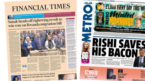 FT and Metro front pages