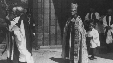 The first Archbishop of Wales, Alfred Edwards, at his enthronement in 1920