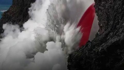 lava flows into the sea