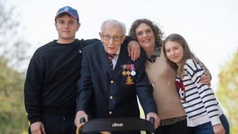 Captain Sir Tom Moore and his family