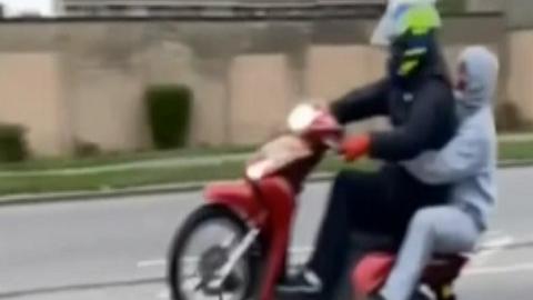 Riders on a stolen motorbike