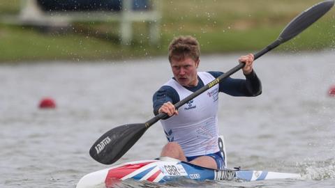 Tom Lusty in action on the water for Great Britain