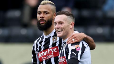 Macaulay Langstaff scores his first goal for Notts County against Bradford City