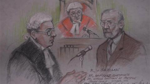 Court drawing of Dr Harold Shipman