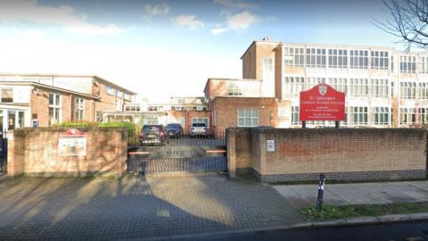 An exterior view of St Gregory's Catholic Science College in Brent.