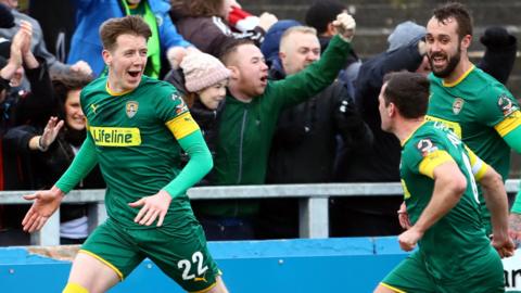 Tom Crawford celebrates Notts County's first goal