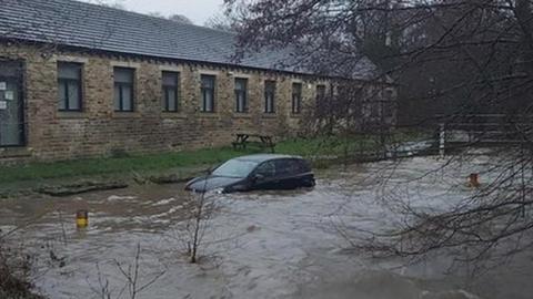 Car submerged in water